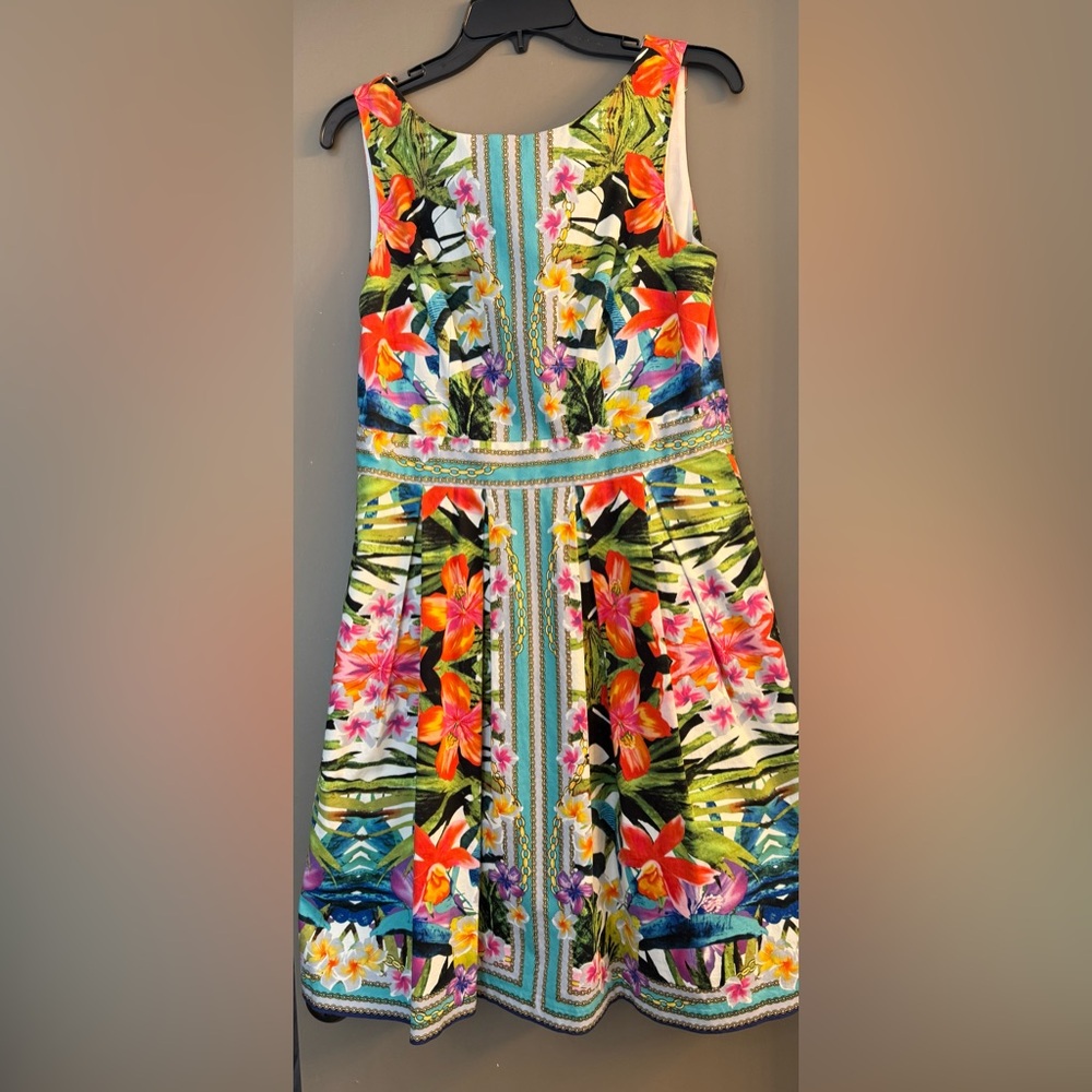 Maggy London Pink and Green Casual Dress